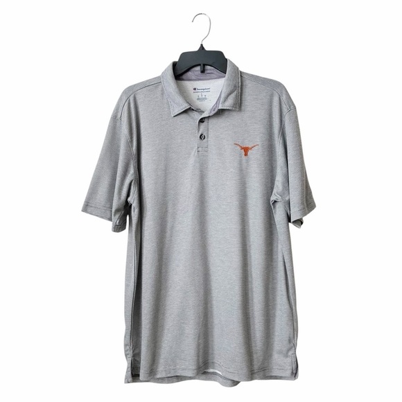 Texas Longhorns Champion Polo Shirt Men's Size L Gray Short Sleeve Collared Logo - Picture 1 of 6